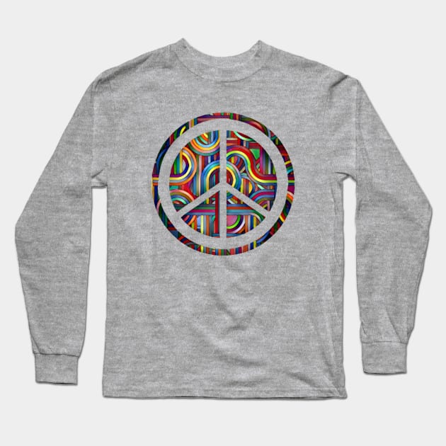 Colorful Abstract Peace Symbol Long Sleeve T-Shirt by AlondraHanley